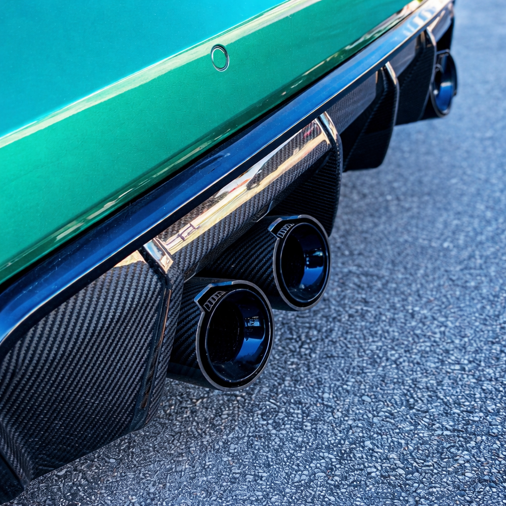 BMW G80 / G82 M3 M4 Carbon Fiber Black Stainless Exhaust Tip Finisher (x4)