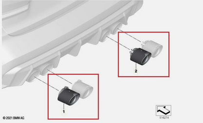 BMW G80 / G82 M3 M4 Carbon Fiber Black Stainless Exhaust Tip Finisher (x4)