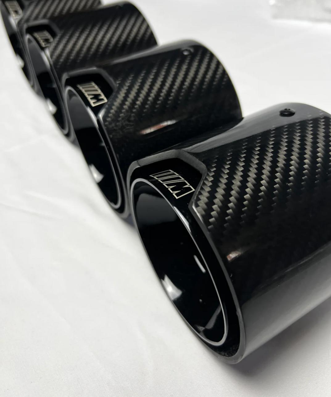BMW G80 / G82 M3 M4 Carbon Fiber Black Stainless Exhaust Tip Finisher (x4)