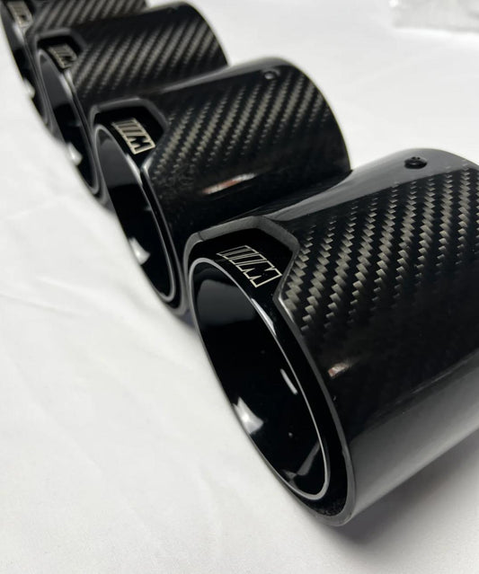 BMW G80 / G82 M3 M4 Carbon Fiber Black Stainless Exhaust Tip Finisher (x4)