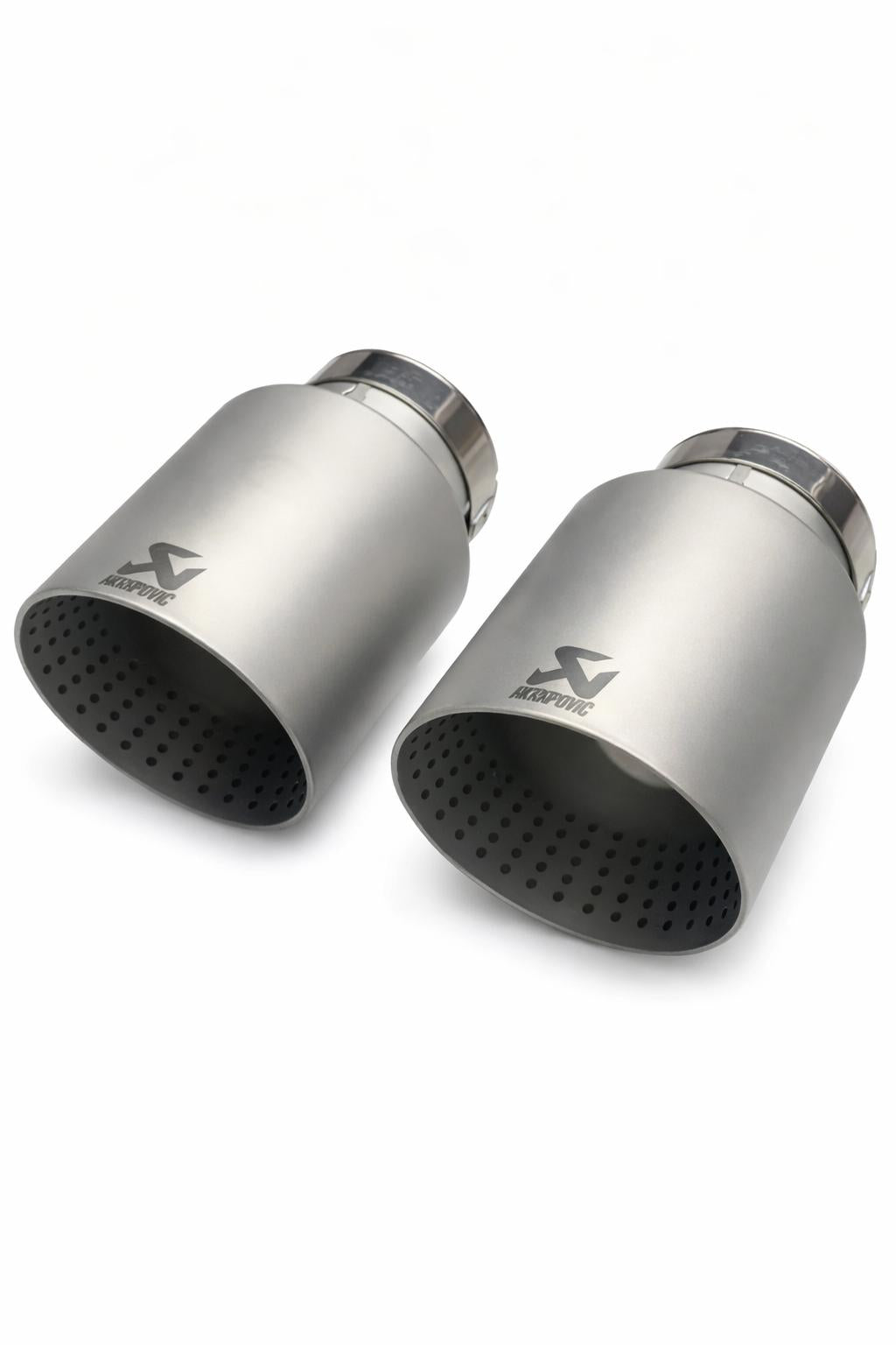 AKRAPOVIc-Style Frozen Silver Tail Pipes – 101mm